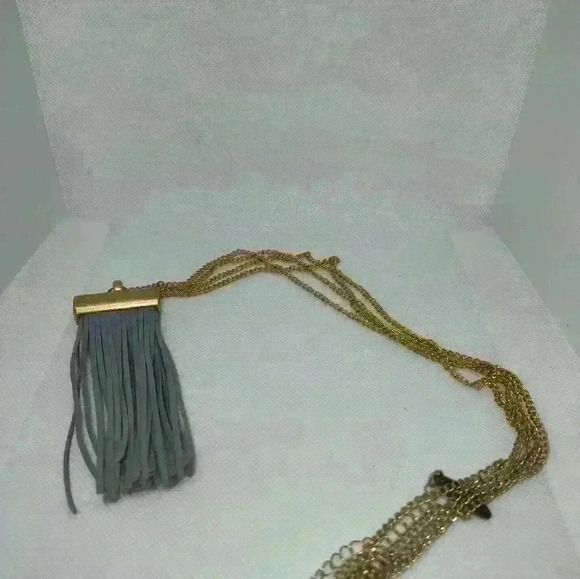 Plunder long grey fringe gold tone necklaces 15 inch extender 3 inch - Picture 2 of 2